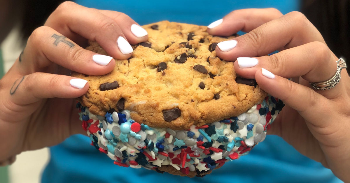 Mega red, white, and blue ice cream sandwich